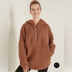 Size XL Varsity Sherpa half zip hooded pull over from PINK Victoria’s Secret